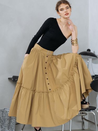 Buttons detail frill full skirt - beige - cordinary - Modalova