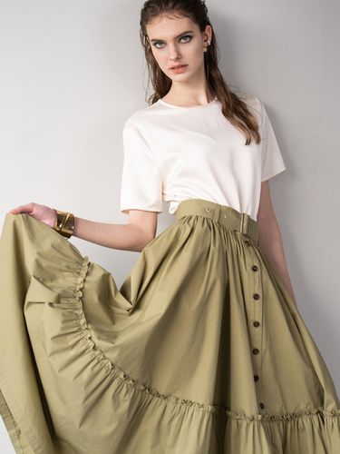 Buttons detail frill full skirt - khaki - cordinary - Modalova