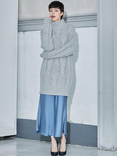 Cable turtleneck knitted dress - grey - cordinary - Modalova