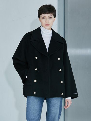 Gold button double - breasted pea coat - black - cordinary - Modalova