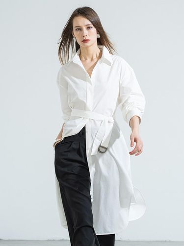 Classic oversized belted long shirt dress - white - cordinary - Modalova