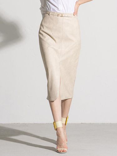 High - waist front slit belt skirt - beige - cordinary - Modalova