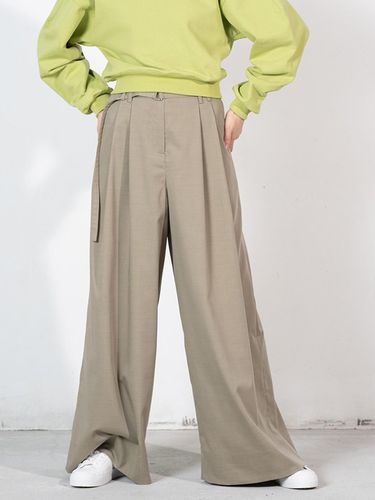 High - waist wide leg belt trousers - khaki - cordinary - Modalova