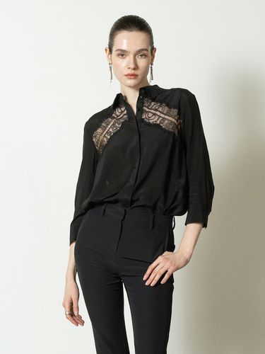 Embroidered silky blouse - black - cordinary - Modalova