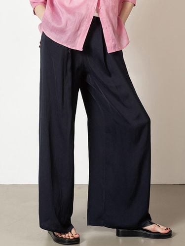 Flowing satin straight pants - navy - cordinary - Modalova