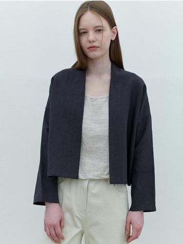 Linen cardigan jacket - navy - AYU - Modalova