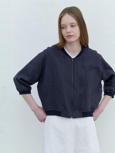 Linen jumper - navy - AYU - Modalova