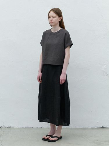 Linen volume skirt - black - AYU - Modalova