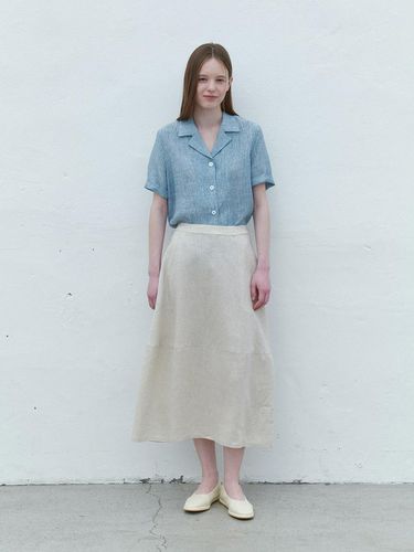 Linen volume skirt - cream - AYU - Modalova