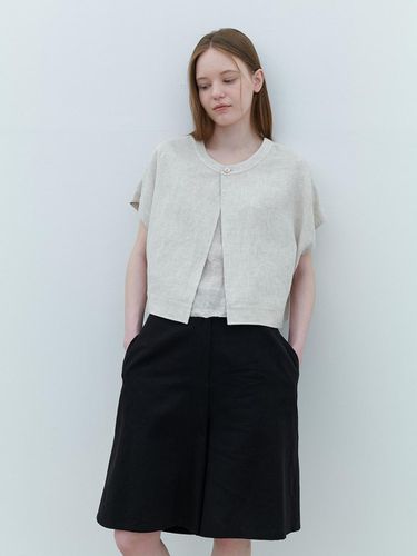 Linen bolero blouse - cream - AYU - Modalova