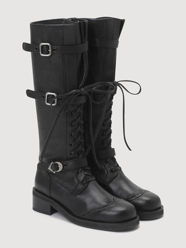 Lace up Long Walker Boots_LK1CW24320BKX - LUCKY CHOUETTE - Modalova