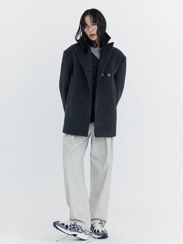 Wool Half Length Coat_Charcoal - WNDERKAMMER - Modalova