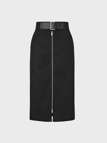 Belted two - way zipper dobby skirt - black - cordinary - Modalova