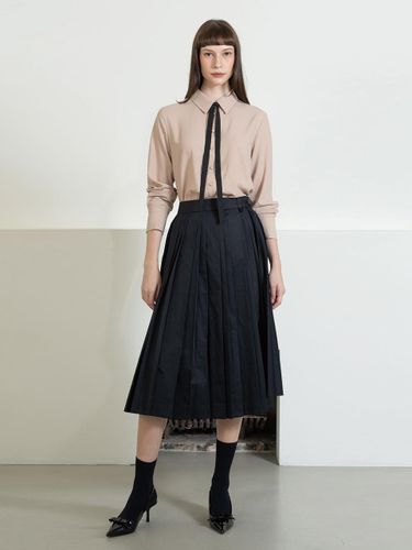 Side accordion asymmetrical pleats skirt - black - cordinary - Modalova