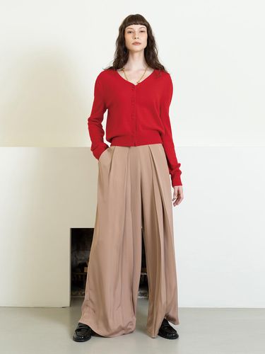 High - waist silky wide trousers - beige - cordinary - Modalova