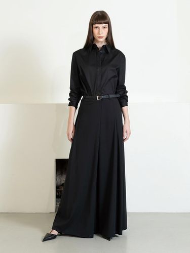 Wide silky wrap trousers with belt - black - cordinary - Modalova