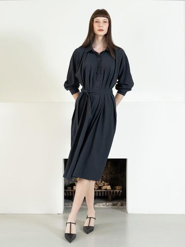 Side button detail belted oversize dress - navy - cordinary - Modalova