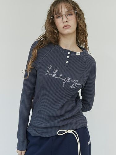 Waffle raglan long sleeve t (navy) - HHIPS - Modalova