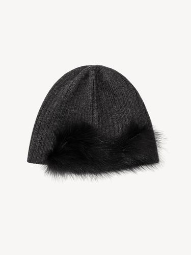 Fur trimmed wool beanie (charcoal) - RIDIFI - Modalova