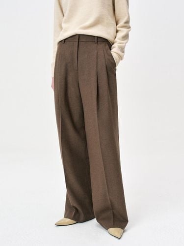 Pleated Wide Leg Wool Pants [Brown] - RIDIFI - Modalova