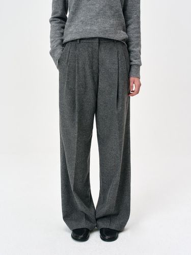 Pleats wool wide pants (charcoal) - RIDIFI - Modalova