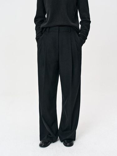 Pleated Wide Wool Pants [Black] - RIDIFI - Modalova