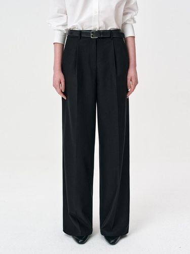 Herringbone Pleated Wide Pants [Black] - RIDIFI - Modalova