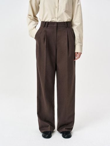 Mid-rise Pleated Wide-leg Tailored Pants [Brown] - RIDIFI - Modalova