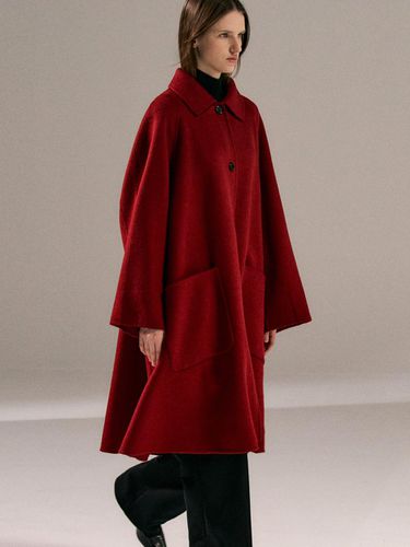 Wool Flare Single-Breasted Coat [Red] - RIDIFI - Modalova