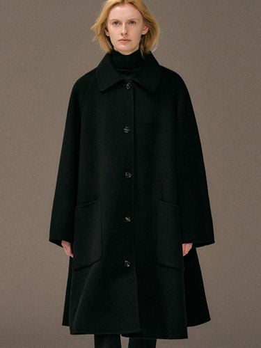 Wool Flare Single-Breasted A-line Coat [Black] - RIDIFI - Modalova