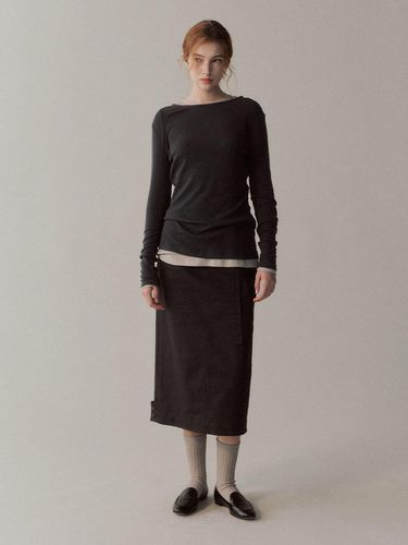 Cotton Belted Straight Skirt () - YIJU - Modalova