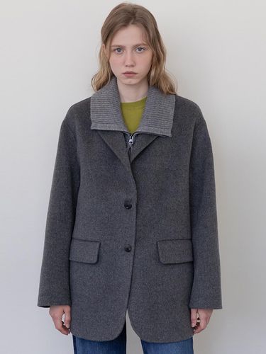 Wool knit collar half jacket _ Gray - JMARK New York - Modalova