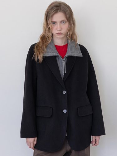 Wool knit collar half jacket _ - JMARK New York - Modalova