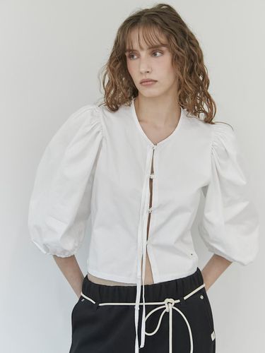 Puff Ring Ribon Blouse (ivory) - HHIPS - Modalova