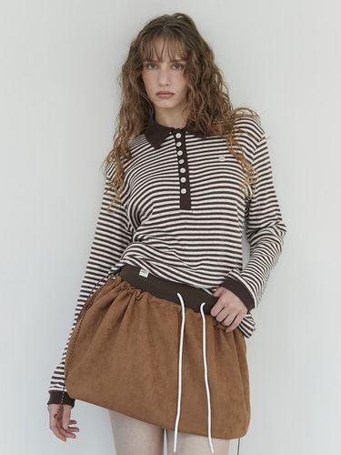 Eyelet Stripe Rugby T shirt (brown) - HHIPS - Modalova