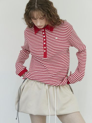 Eyelet Stripe Rugby T shirt (red) - HHIPS - Modalova