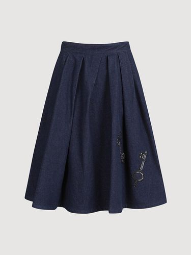 Atelier] Key Embroidery Volume Denim Skirt () - LUCKY CHOUETTE - Modalova