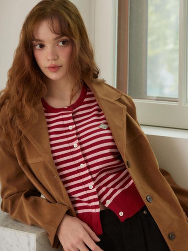 Ludy stripe knit cardigan (red) - lesatelier - Modalova