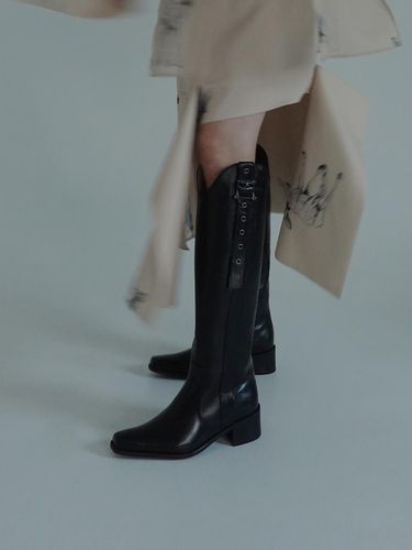 Belted long boots - black - cahaya - Modalova