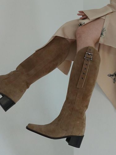 Belted long boots - green brown - cahaya - Modalova