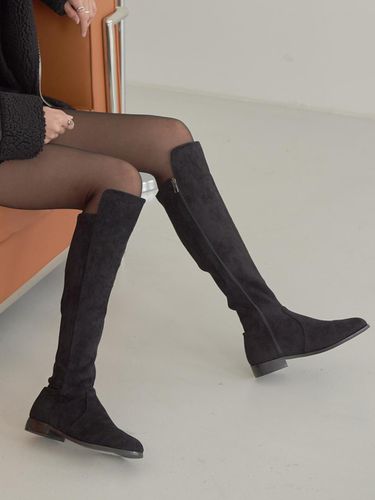 Suede spandex long boots black 2CM - FORMEL CAMELE - Modalova