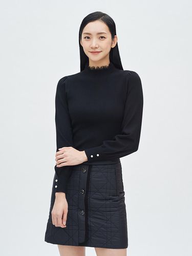 Lace High Neck Puff Rib Pullover (BHUCX7917) - BESTI BELLI - Modalova