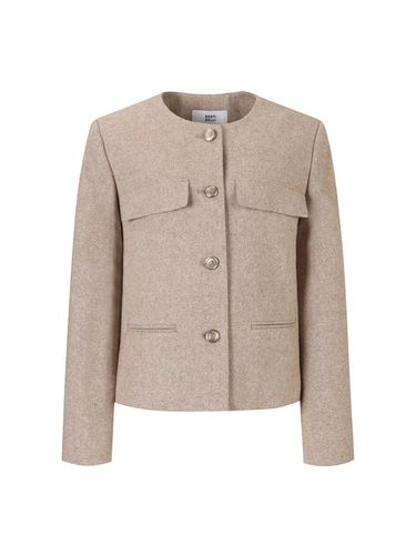 Hop-colored wool blend no collar jacket - BESTI BELLI - Modalova