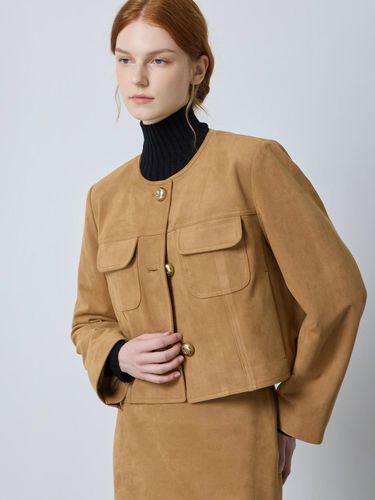 Collarless Relaxed Fit Suede Jacket (CA_C244PSF513) - CC collect - Modalova