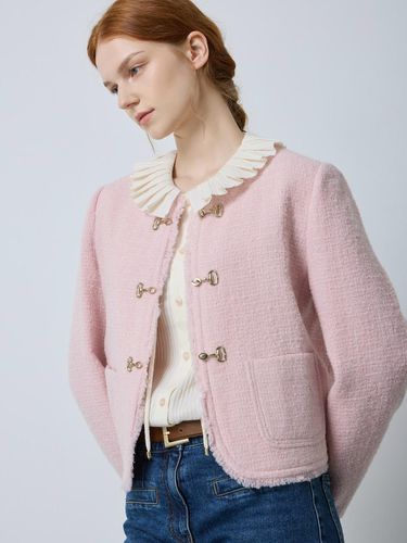 Collarless Tweed Fringe Wool-blend Jacket [Pink] (PK_C244MSF231) - CC collect - Modalova