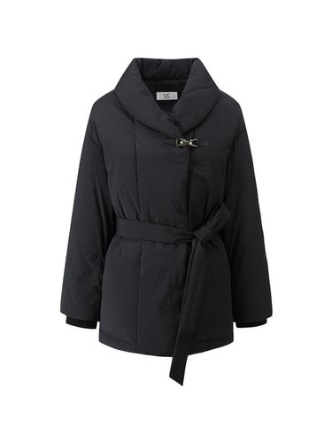 Shawl Collar Belted Mid-Length Down Jacket [Black] (C244PSG822) - CC collect - Modalova