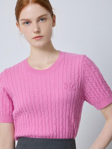 Cashmere Blended Cable Half-Sleeve Pullover [Pink] (C244KSK031) - CC collect - Modalova