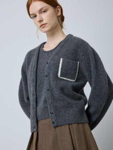 Wool Blend V-Neck Volume Sleeve Cardigan [Charcoal Gray] (CG_C244KSL033) - CC collect - Modalova