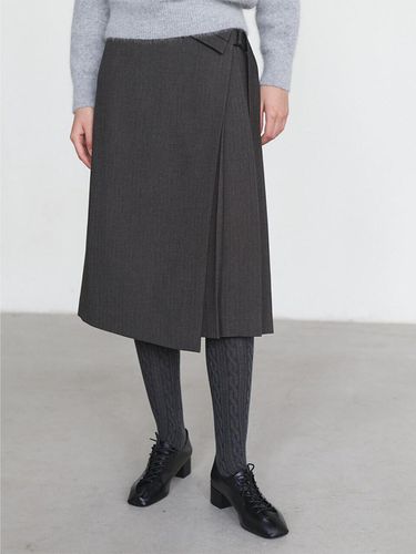 Asymmetrical Midi Wrap Skirt - Dark Brown - LOEUVRE - Modalova