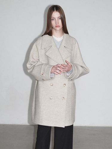 Half Double Pea Coat - LOEUVRE - Modalova